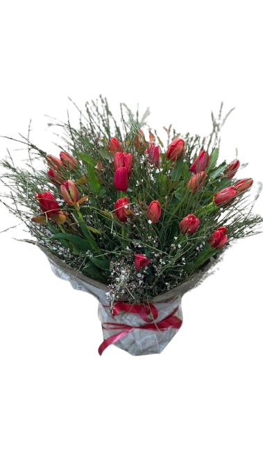 זר צבעונים אדומים