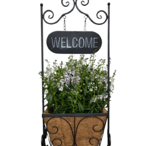 מעמד כניסה מעוצב WELCOME עם עציץ
